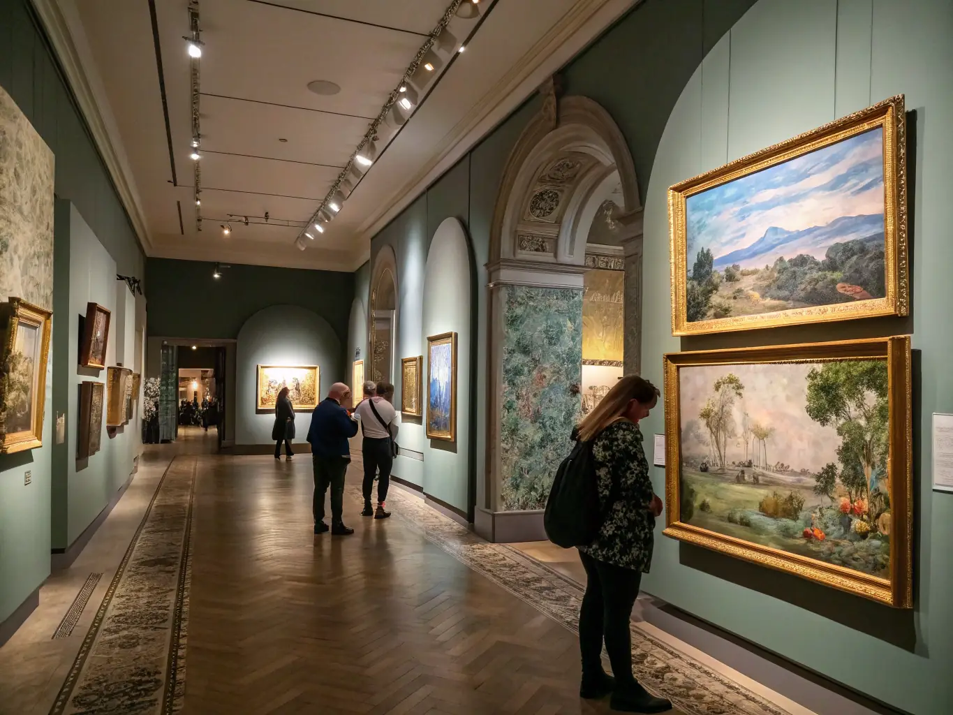 A vibrant exhibition showcasing a diverse collection of photographic works, with visitors admiring the prints and engaging in discussions about the art.