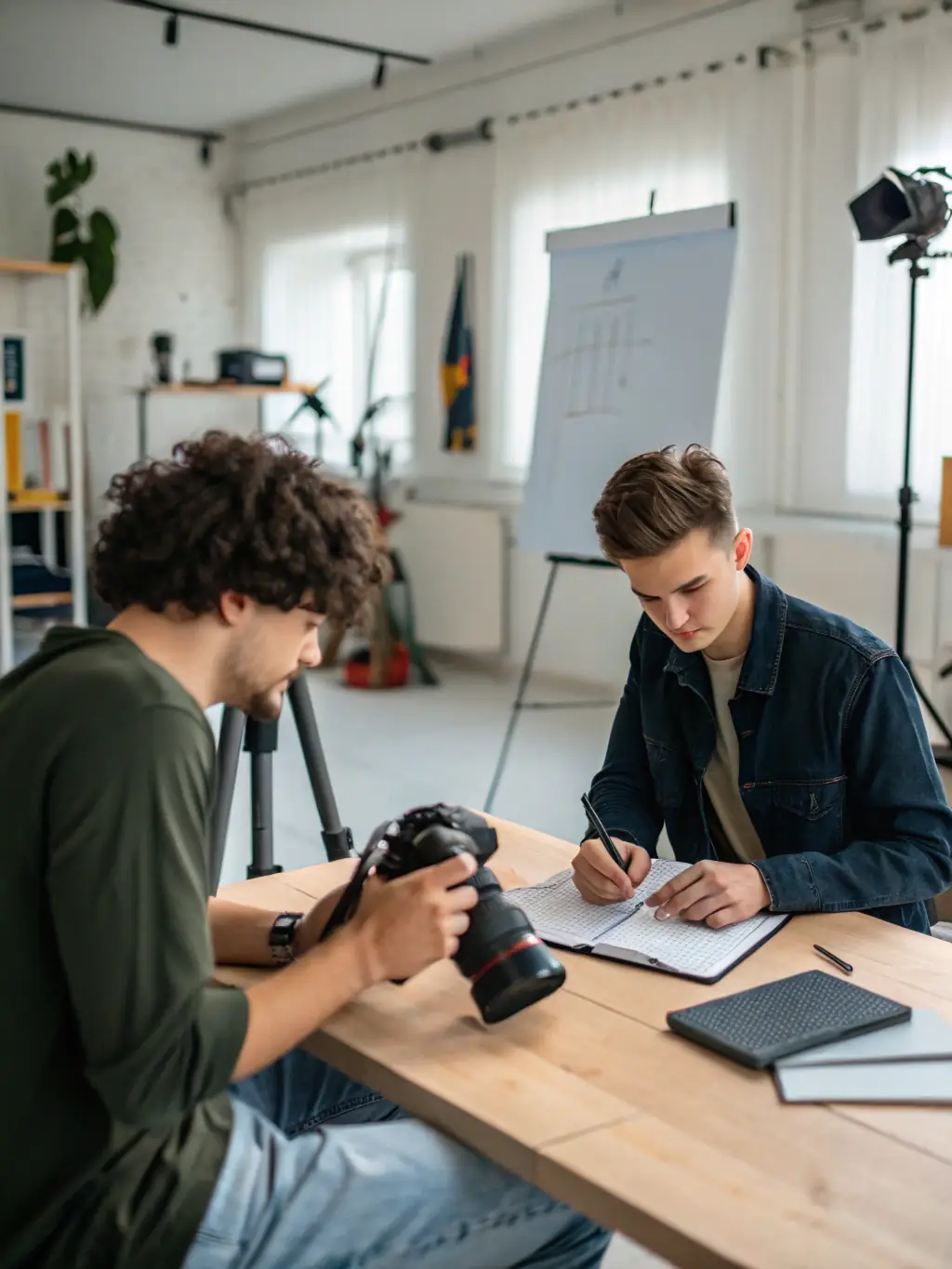 A close-up shot of a participant receiving personalized feedback from an instructor during an advanced photography session at CENTRE DE RENCONTRES PHOTOGRAPHIQUES.